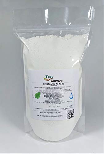 Todo Cultivo Abono cristalino hidrosoluble NPK 13-40-13 con microelementos. Envase de 5 kg. Fertilizante Rico en fósforo. Uso foliar.