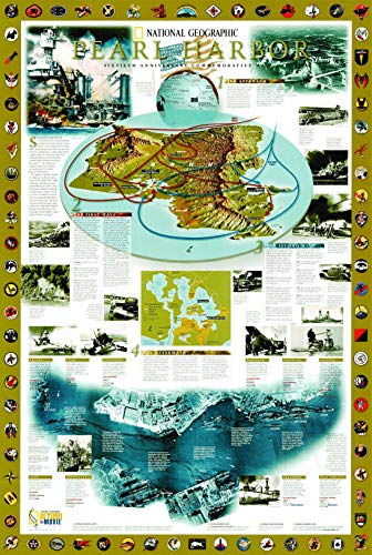 National Geographic: Mapa de Pared Pearl Harbor - 23 x 34